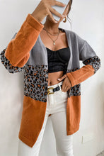 Load image into Gallery viewer, Leopard Print Color Block Dropped Shoulder Cardigan
