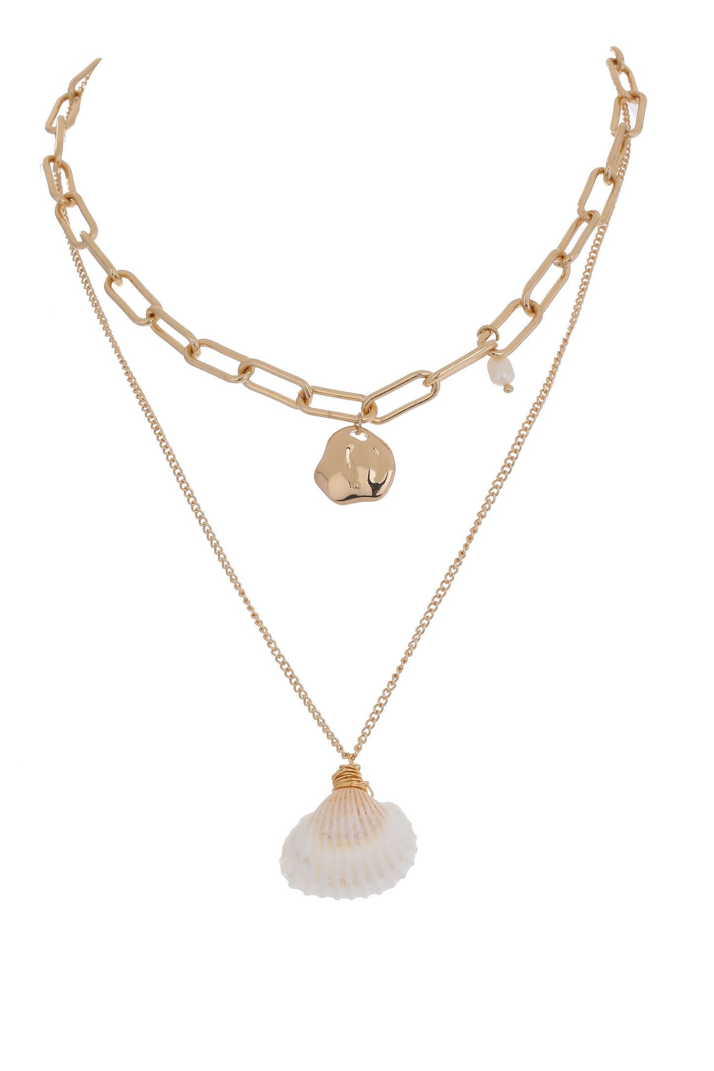 Seashell Pendant Double-Layered Necklace