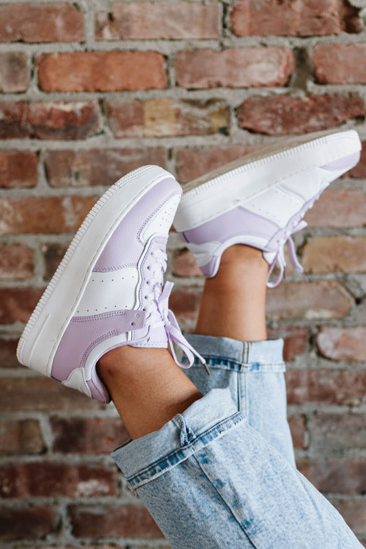 Berness Mile a Minute Platform Sneakers in White and Purple