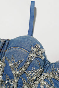 Beaded Denim Bustier