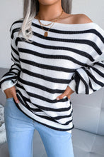 Load image into Gallery viewer, Striped Boat Neck Long Sleeve Sweater
