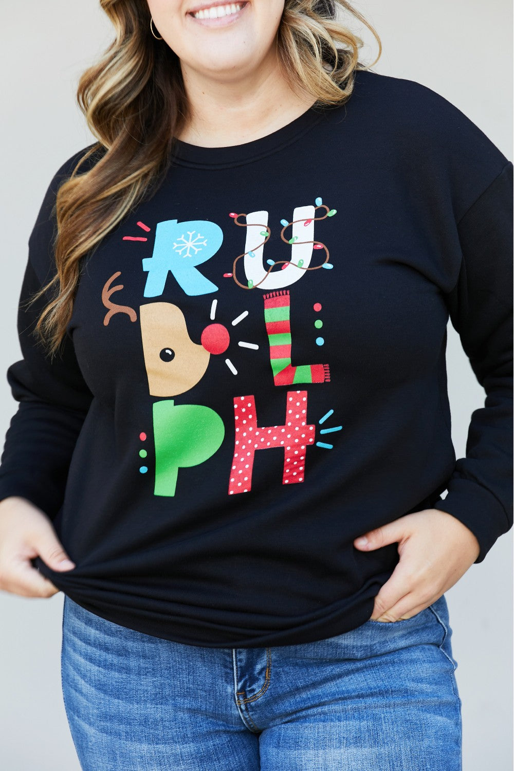 TEES2URDOOR Full Size Christmas Graphic Round Neck Sweatshirt