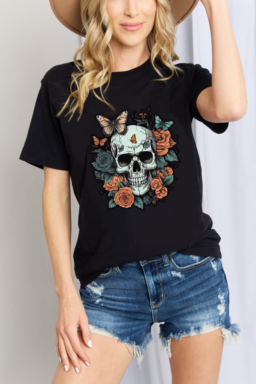 Simply Love Skull Graphic Cotton T-Shirt