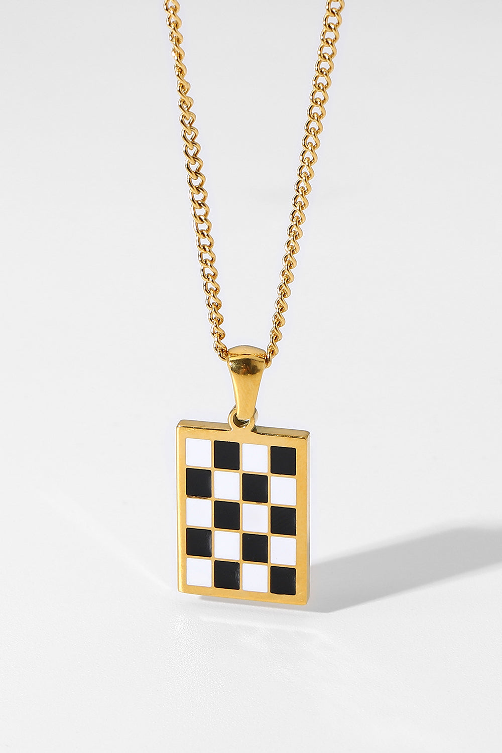 Checkerboard Style Pendant Necklace