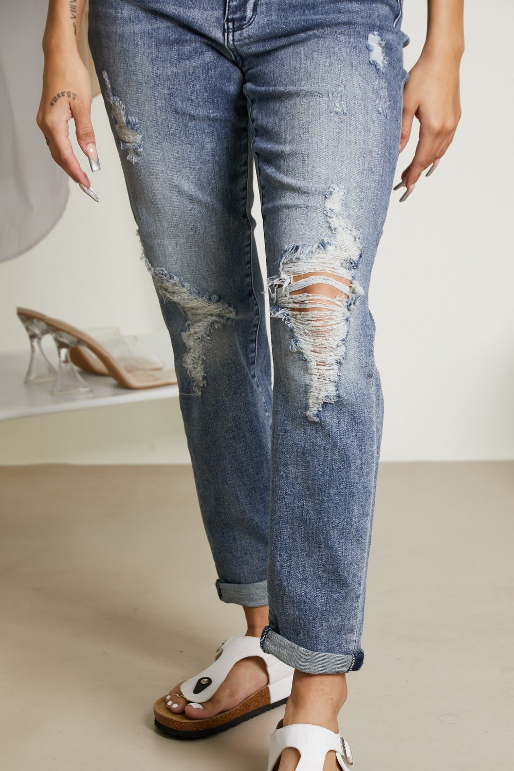 Judy Blue Isla Full Size High Rise Destroyed Boyfriend Jeans