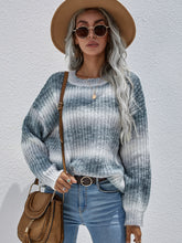 Load image into Gallery viewer, Gradient Stripes Rib-Knit Sweater
