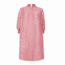 Load image into Gallery viewer, Abstract Print Rhinestone Pleated Shirt Dress
