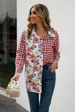 Load image into Gallery viewer, Floral Plaid Button Down Shirt Dress
