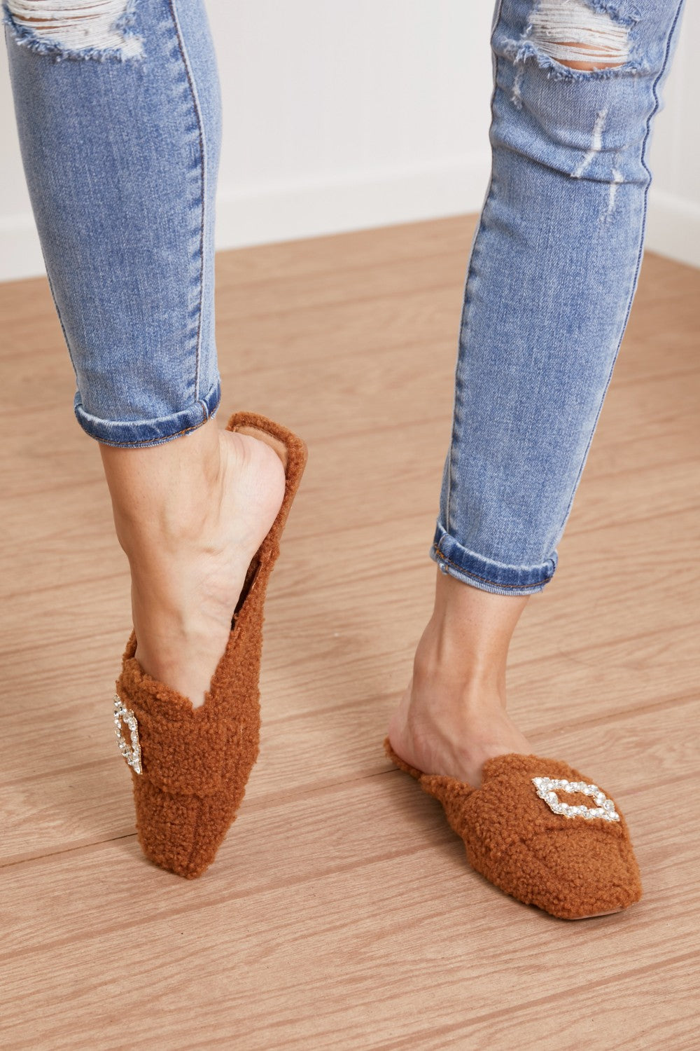 Weeboo Melting Hearts Faux Fur Mules