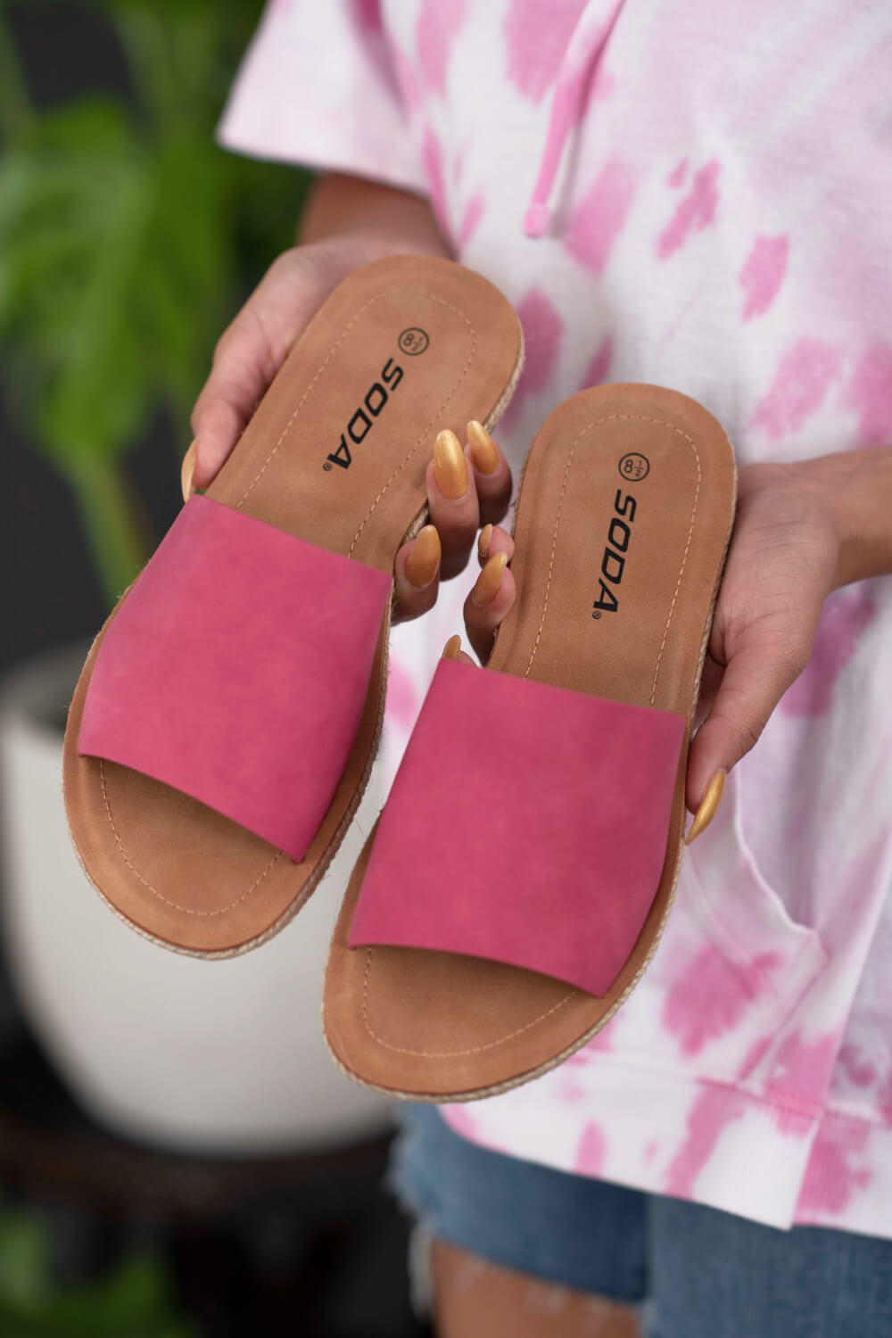 SODA Good Karma Open-Toe Espadrille Slides