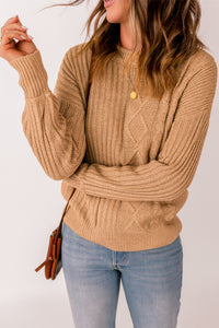 Mixed Knit Round Neck Sweater