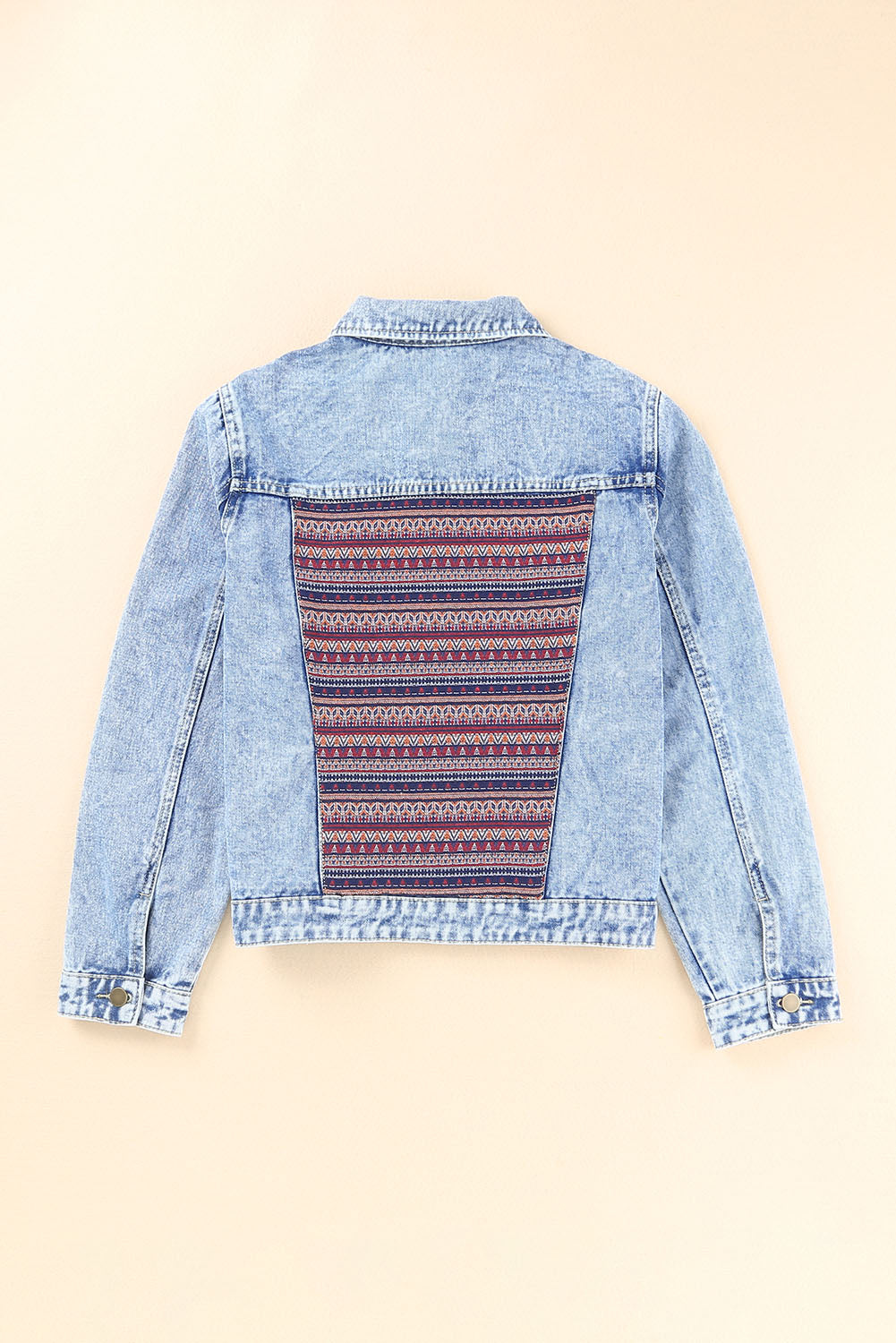 Printed Distressed Denim Jacket