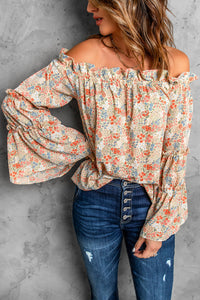 Floral Off-Shoulder Flare Sleeve Blouse