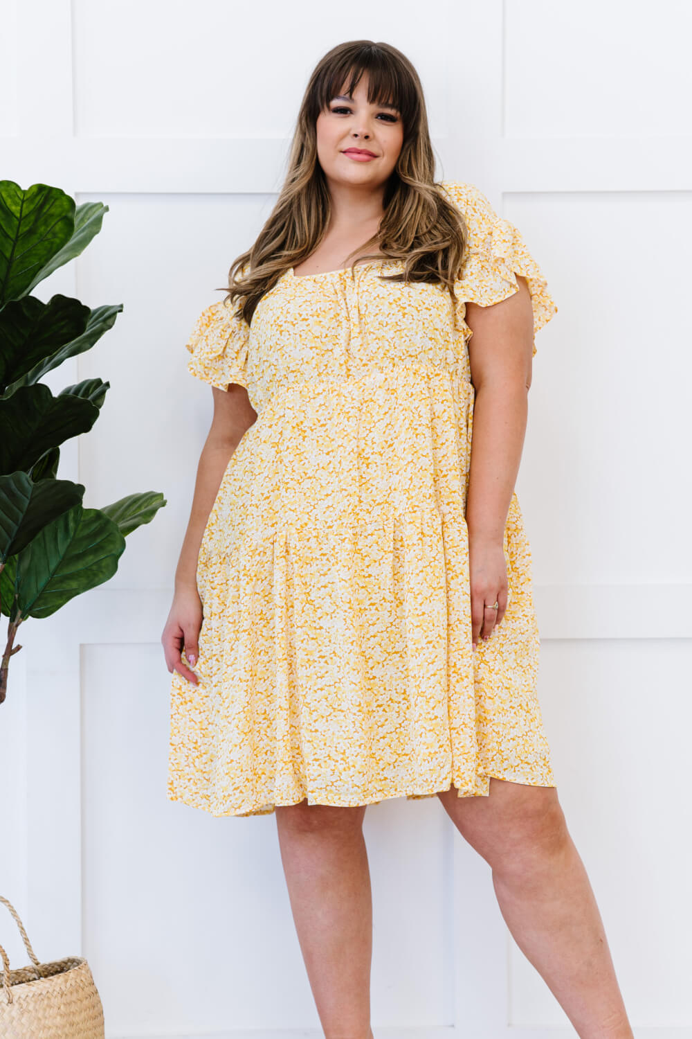 Davi & Dani Fresh as a Daisy Full Size Floral Tiered Mini Dress