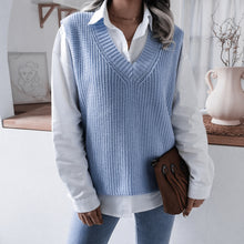 Load image into Gallery viewer, Rib-Knit V-Neck Sweater Vest
