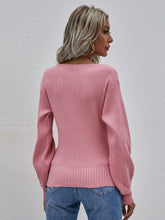 Load image into Gallery viewer, Lantern Sleeve Surplice Sweater
