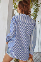 Load image into Gallery viewer, Vertical Stripes Button Down Shirt with Pocket
