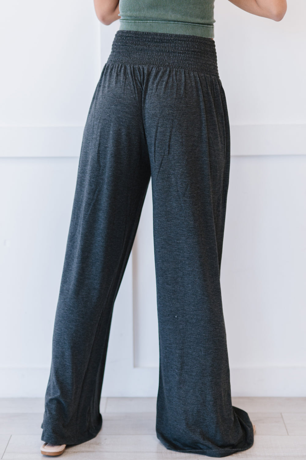 Zenana Easy Breezy Full Size Palazzo Pants in Charcoal