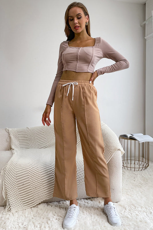 Seam Wide Leg Crop Pants