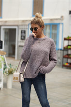 Load image into Gallery viewer, Fuzzy Side Slit High-Low Sweater
