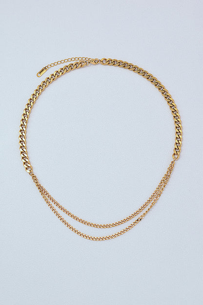 Take My Hand Gold-Plated Double-Layered Chain Necklace