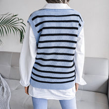 Load image into Gallery viewer, Striped Ribbed Trim Sweater Vest
