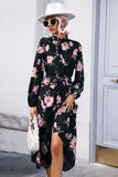 Floral Balloon Sleeve Midi Dress