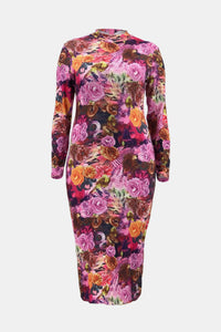 Plus Size Printed Mock Neck Maxi Dress