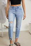 Judy Blue Isla Full Size Destroyed Hem Boyfriend Jeans