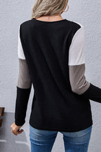 Load image into Gallery viewer, Striped Waffle Knit Henley Top
