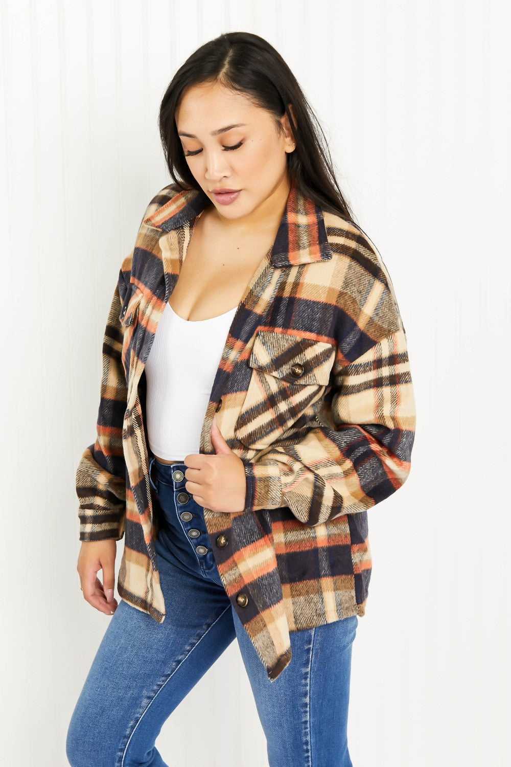 CY Fashion Crushing on Fall Full Size Plaid Shacket