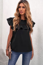 Load image into Gallery viewer, Ruffled Crewneck Sleeveless Blouse
