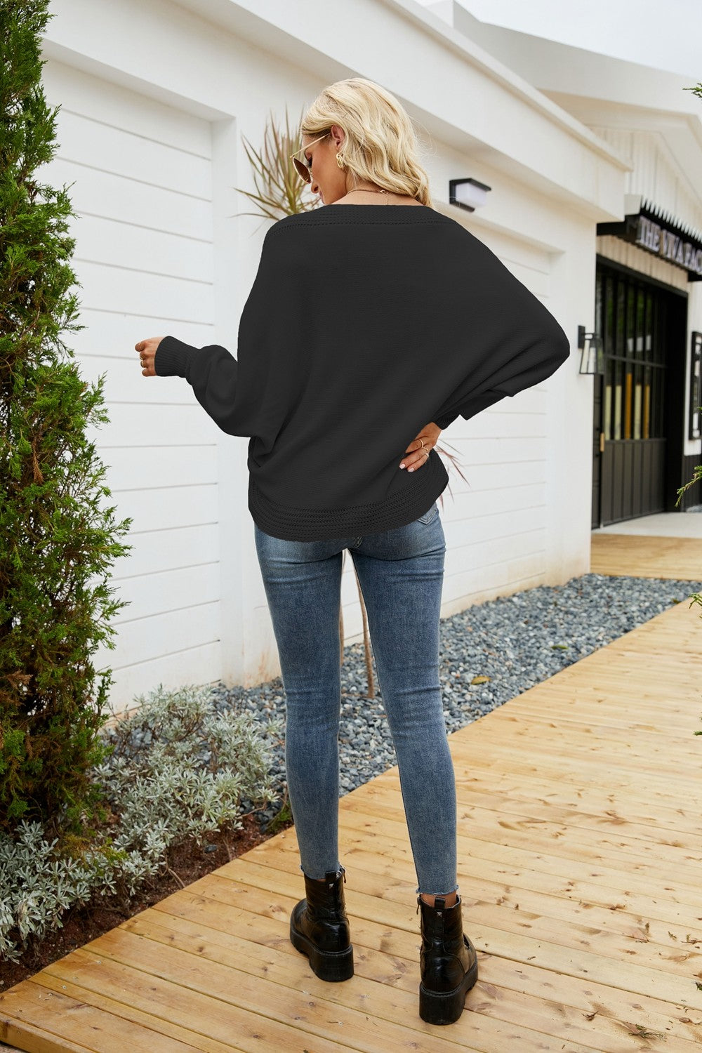 V-Neck Dolman Sleeve Sweater