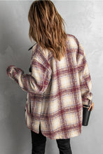 Load image into Gallery viewer, Plaid Shirt Jacket with Vegan Leather Trim
