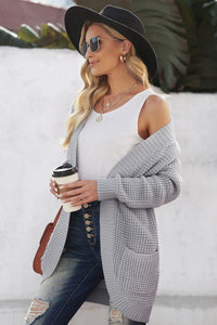 Open Front Curved Knit Cardigan Sweater