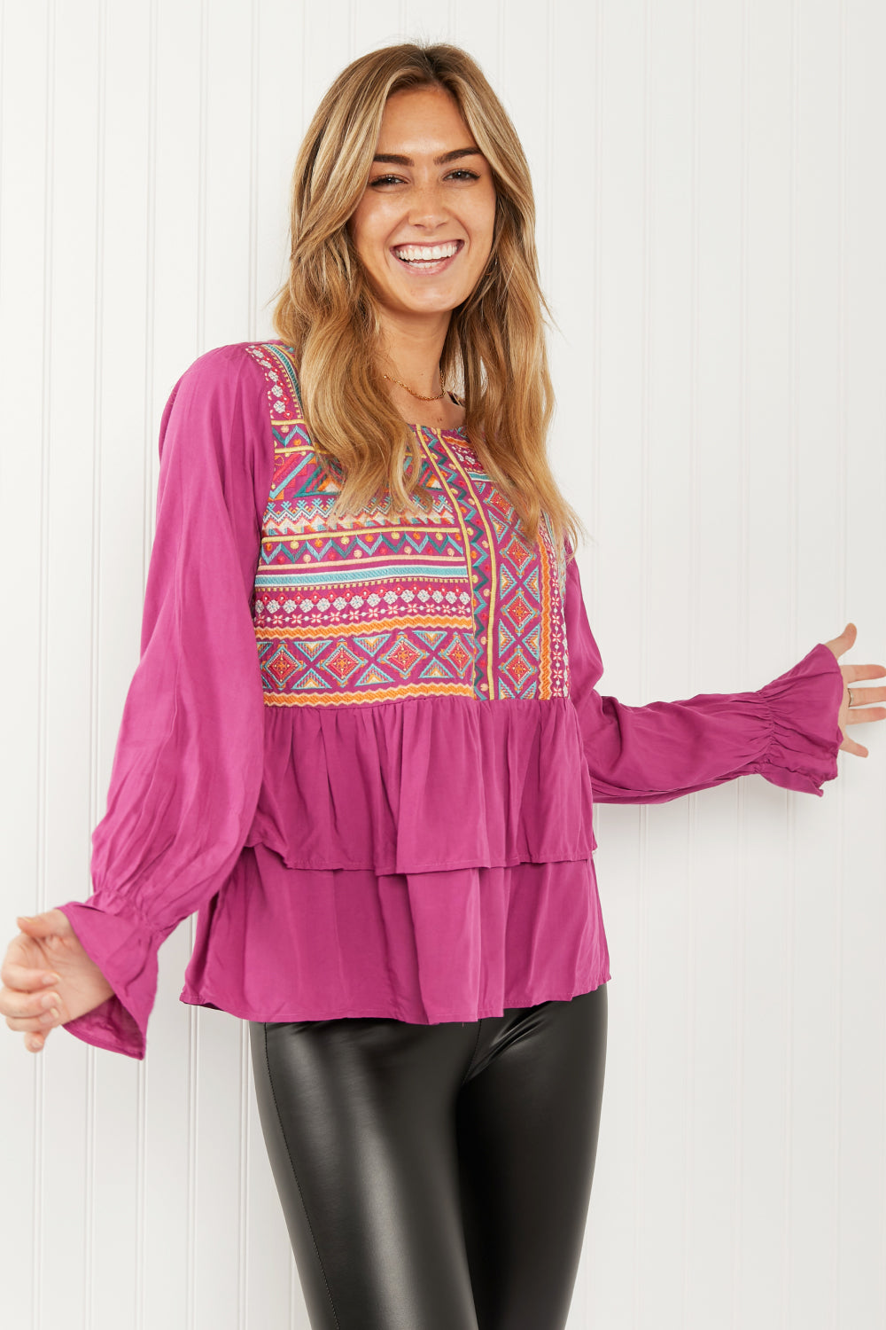 Andree by Unit Enchantment Full Size Embroidered Blouse