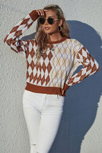 Load image into Gallery viewer, Two-Tone Argyle Crewneck Sweater
