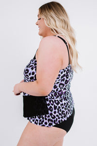 Plus Size Animal Print Adjustable Strap Tankini Set