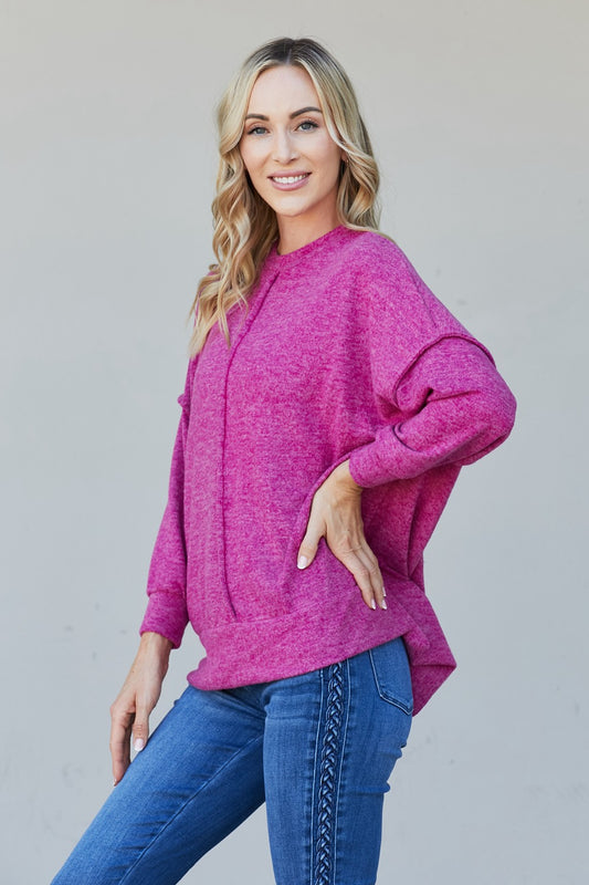 Zenana Quiet Nights Full Size Brushed Melange Sweater