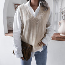 Load image into Gallery viewer, Rib-Knit V-Neck Sweater Vest
