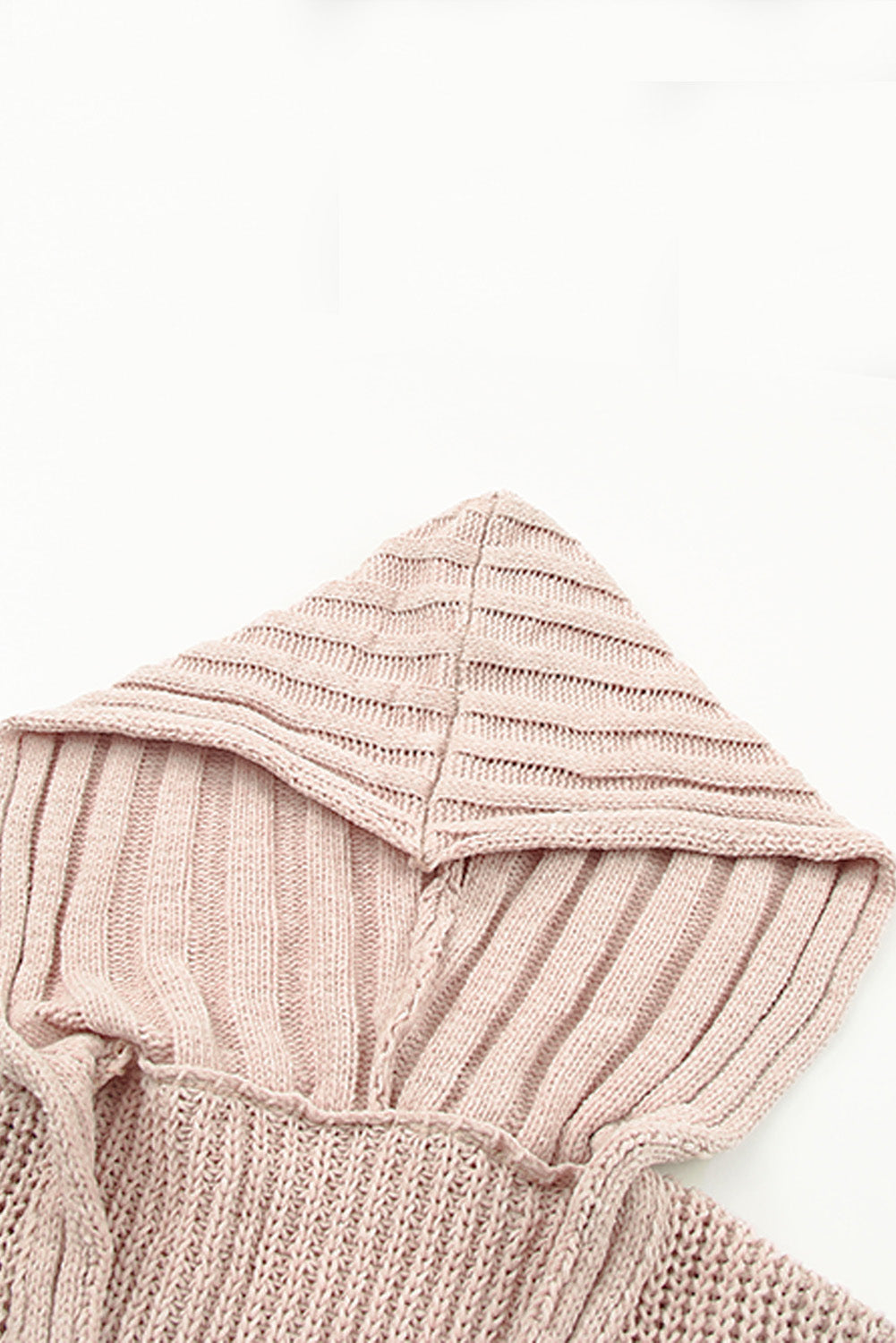 Rib-Knit Distressed Hooded Sweater