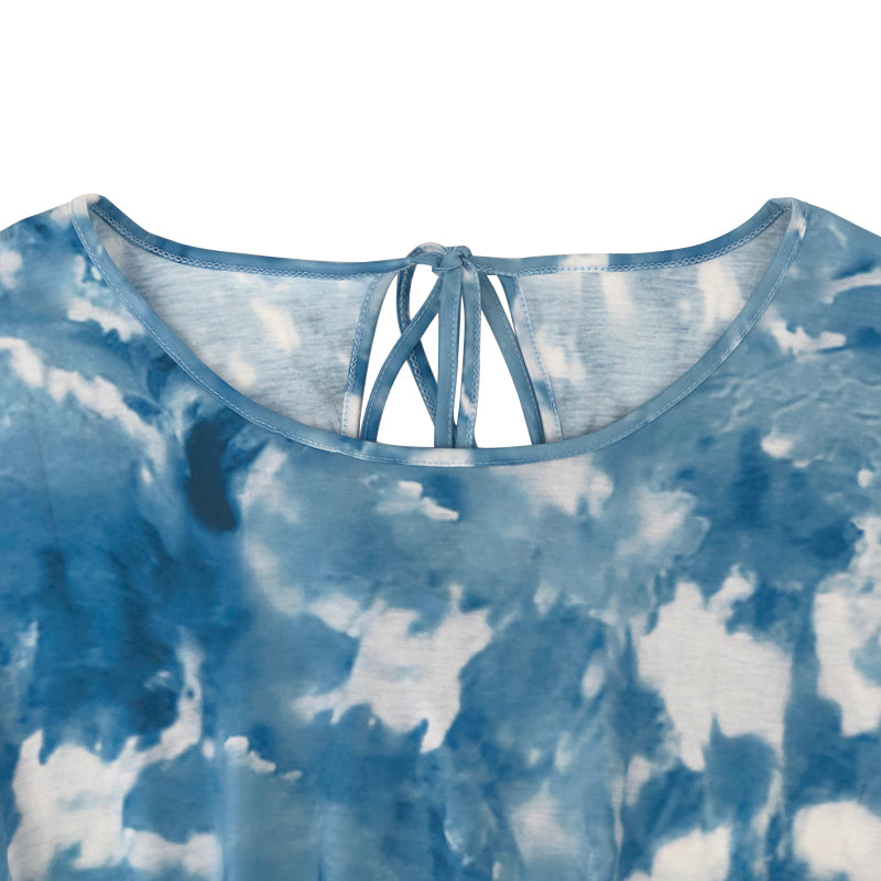 Full Size Tie-Dye Round Neck Romper with Pockets