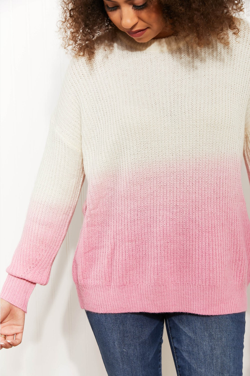 Sew In Love Cotton Candy Dreams Full Size Dip-Dye Ombre Sweater