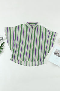 Multicolor Striped Short Sleeve Blouse