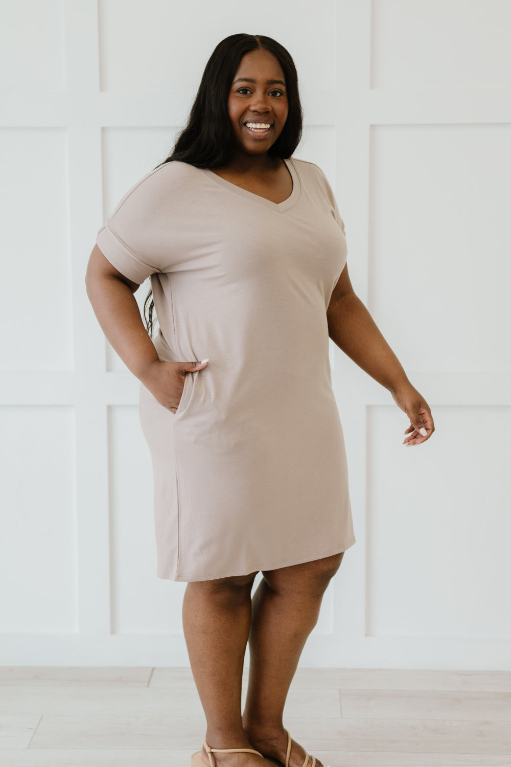 Zenana Natural Beauty Full Size Run T-Shirt Dress with Pockets