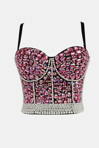 Rhinestone and Faux Pearl Bustier