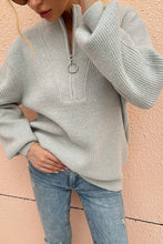 Load image into Gallery viewer, Quarter Zip Rib-Knit Sweater
