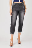 RISEN Distressed High-Rise Boyfriend Jeans in Black