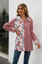 Load image into Gallery viewer, Floral Plaid Button Down Shirt Dress
