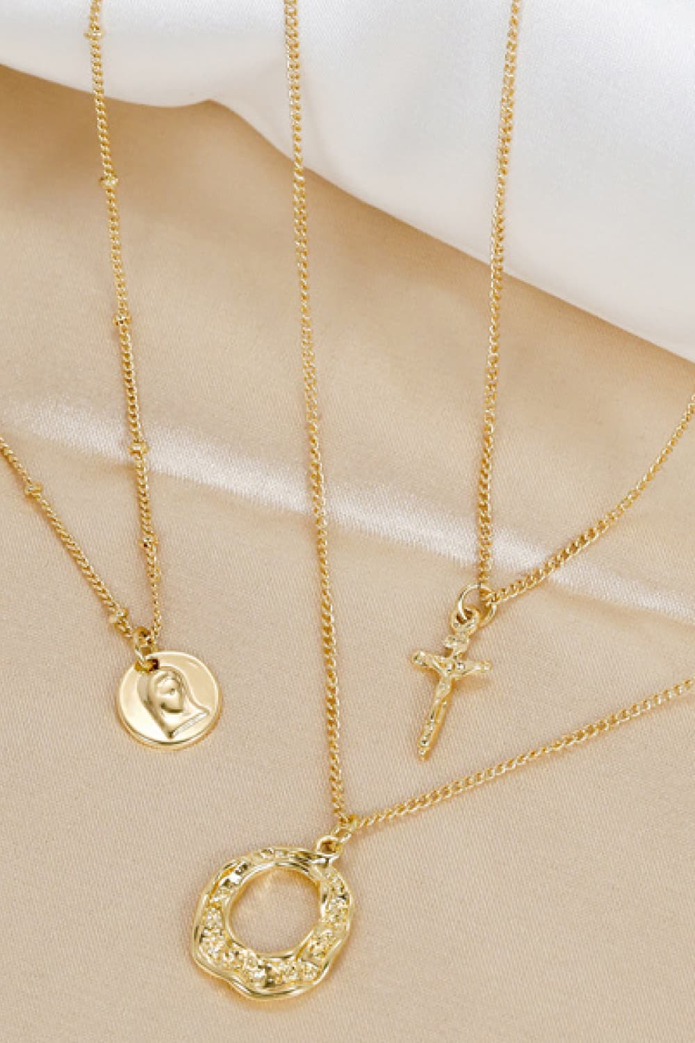 3-Piece 18K Gold-Plated Pendant Necklace